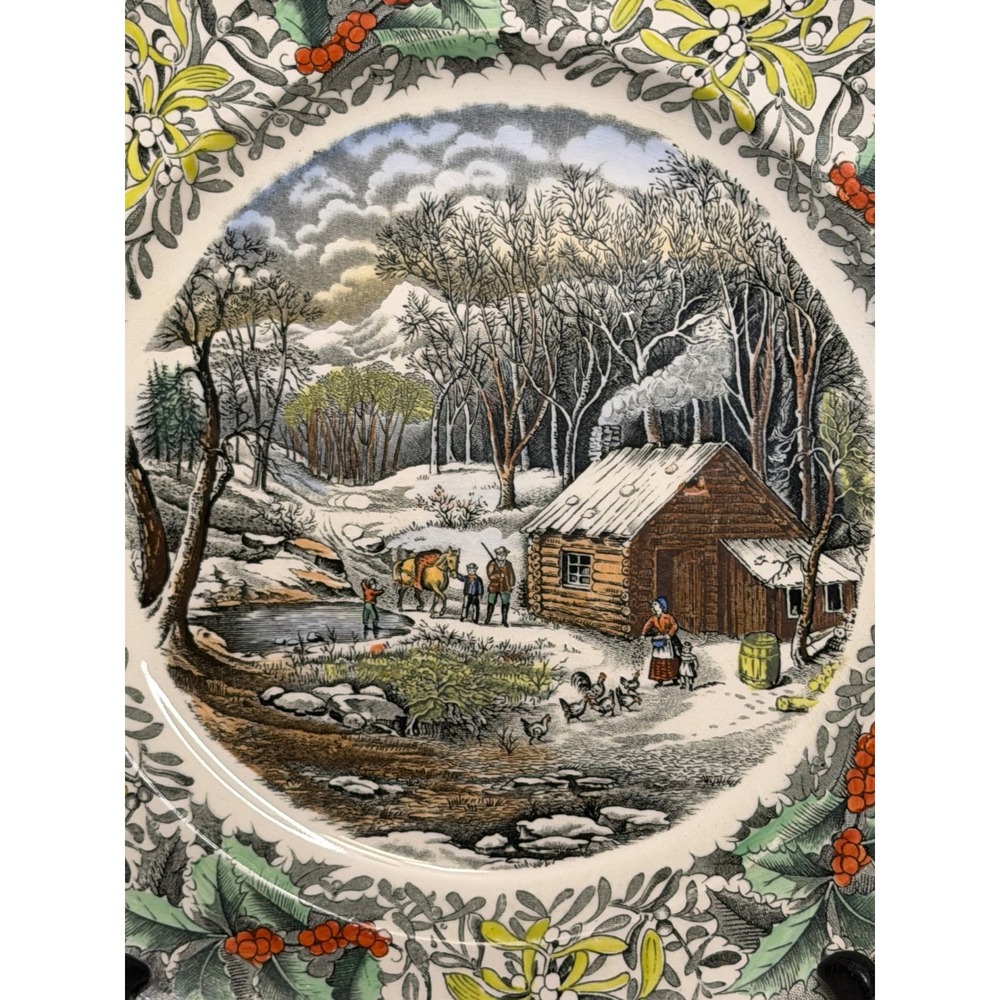 Adam's England Currier A Home in the Wilderness Plate 10.5" Winter - Picture 2 of 5